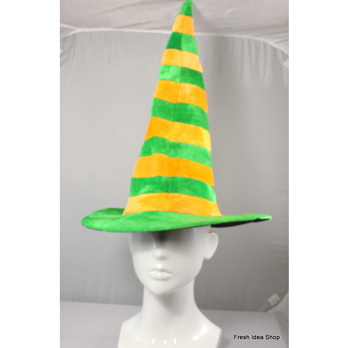 Adult Australian Australia Day Flag Souvenir Novelty Hat Party Wear Green & Gold [Name: Witch&apos;s Hat]