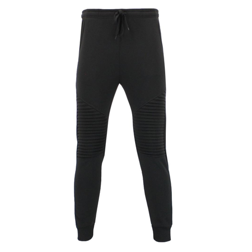 Men's Unisex Fleece Lined Jogger Track Pants Casual Gym Pockets Slim Cuff [Size: S] [Colour: Black]