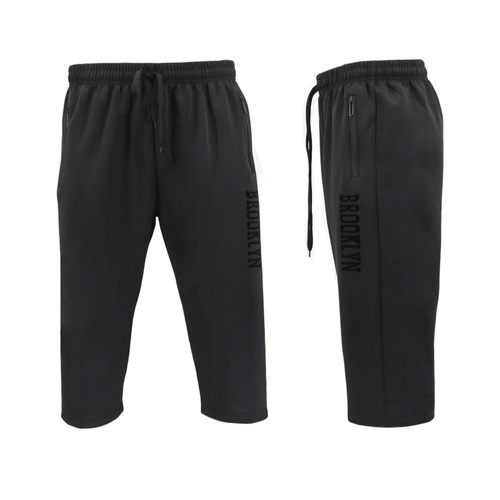 FIL Men's 3/4 Long Shorts w Zip Pockets Casual Gym Sport Jogging - Brooklyn [Size: S] [Colour: Black]