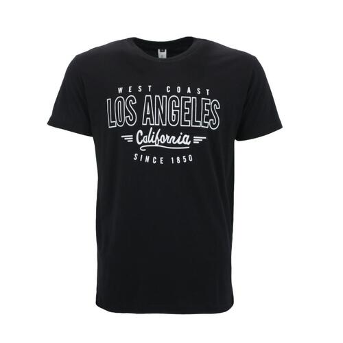 FIL Men's Cotton Crew Neck T-Shirt Tee Short Sleeve - Los Angeles [Size: S] [Colour: Black]