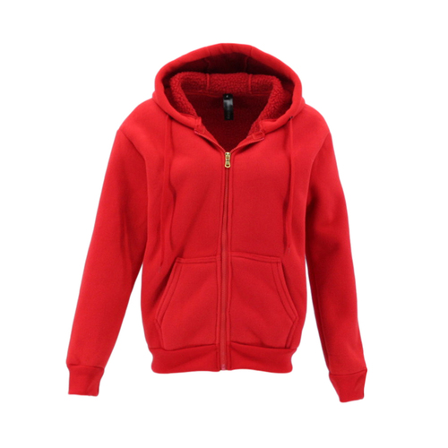 FIL Women's Sherpa Fleece Hooded Jacket Hoodie Winter Coat Zip Up [Size: 8] [Colour: Red]