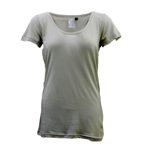 Women's 100% Cotton Basic Tee Scoop U Neck Top Casual Short Sleeve T-Shirt [Size: S] [Colour: Grey]