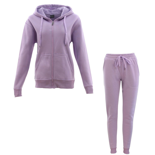 FIL Men's Women's Zip Fleece Tracksuit 2pc Set Hoodie Track Pants Sweatsuit [Size: 3XL] [Colour: Light Purple]