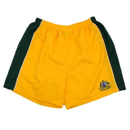 Men's Board Sports Shorts Australian Day Souvenir Beach Swim Gym - Green & Gold [Size: 2XL] [Colour: Gold]