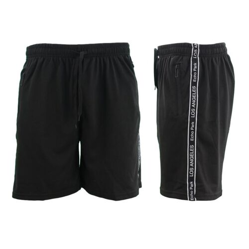 Men's Gym Sports Jogging Casual Basketball Shorts Zipped Pockets Los Angeles C [Size: XL] [Colour: Black]