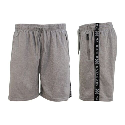 FIL Men's Gym Sports Jogging Casual Basketball Shorts Zipped Pockets BROOKLYN [Size: S] [Colour: Light Grey]