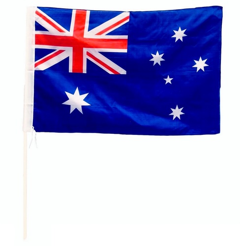 2-8x Australia Day Flag On Stick Hand Held Waving Large Oz Car Australian Banner [Design: Flag 60x88cm (Set of 2)]