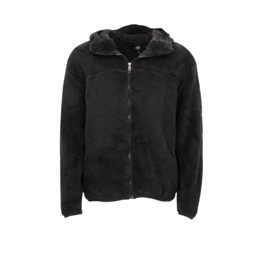 FIL Mens Teddy Fleece Hoodie Zip Up Jacket Winter Warm Soft Zipper Pockets [Size: S] [Colour: Black]