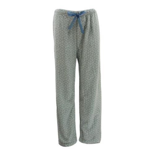 Women’s Soft Plush Lounge Sleep Pyjama Pajama Pants Fleece Winter Sleepwear [Size: 8-10] [Design: Grey Leaves]
