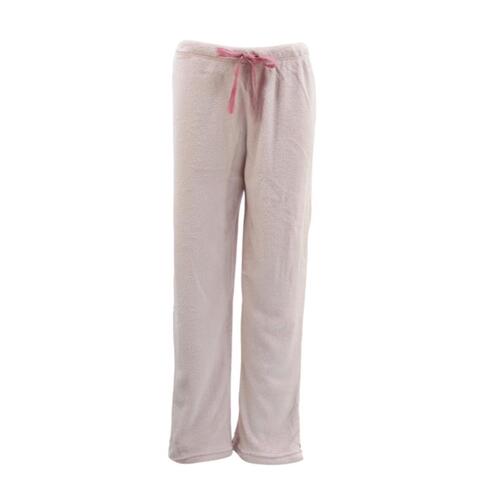 Women’s Soft Plush Lounge Sleep Pyjama Pajama Pants Fleece Winter Sleepwear [Size: 12-14] [Design: Plain Pink]