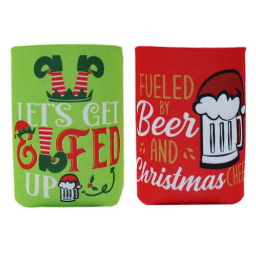 4x Christmas Stubby Holder Kris Kringle Gift BBQ Beer Can Cooler