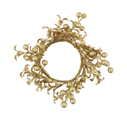 19cm Christmas Gold Berry Wreath Xmas Wall Door Table Candle Holder Décor