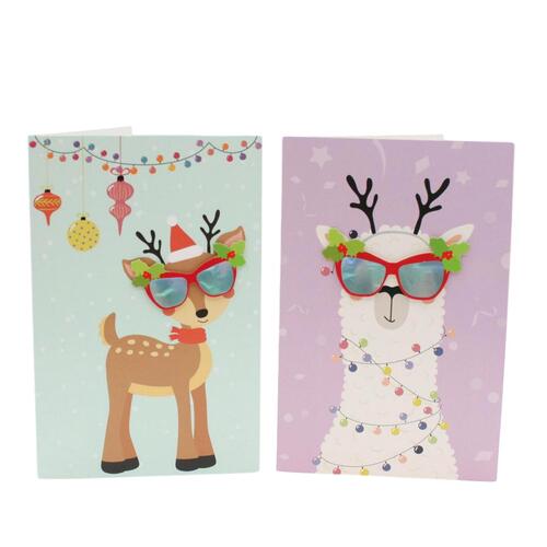 6x Christmas Xmas 3D Premium Greeting Cards w Envelopes Glitter Foil Design:J