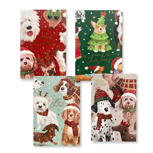 16x Christmas Xmas Greeting Cards & Envelopes w Glitter Foil from 11.5x17.5cm [Design: A]