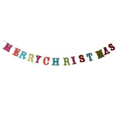 1.8m Christmas Banner Glitter Garland Bunting Wall Décor Decoration Merry Xmas  [Design: Multi-colour Letters] 