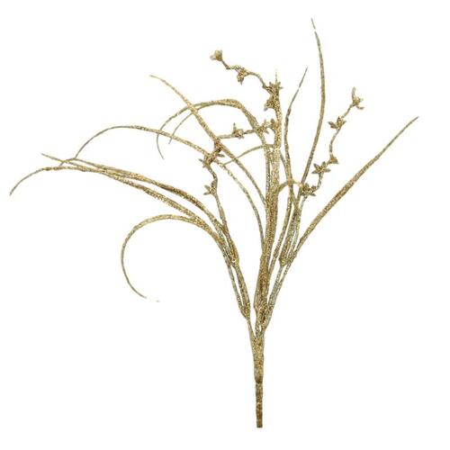 4x Christmas Glitter Artificial Grass Spray Silver Rose Gold Filler Décor [Colour: Gold]