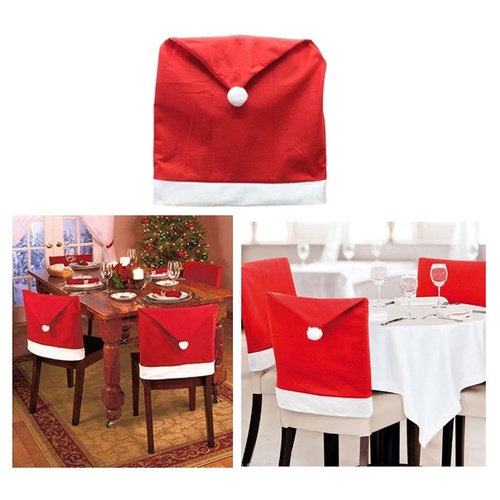 6x Santa Clause Hat Chair Cover Christmas Dinner Table Xmas Party Decor