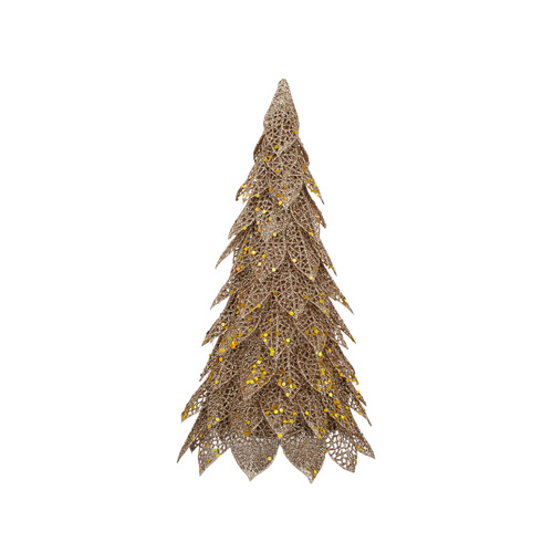 Christmas Gold Glitter Cone Shaped Christmas Trees Decoration 27/32cm [Design: 27cm]