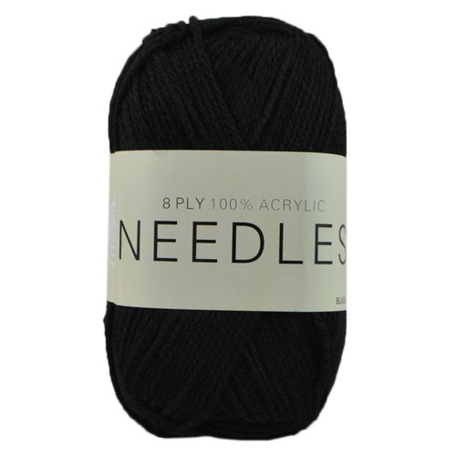 5x 100g Knitting Yarn 8 Ply Super Soft Acylic - #2068 Black