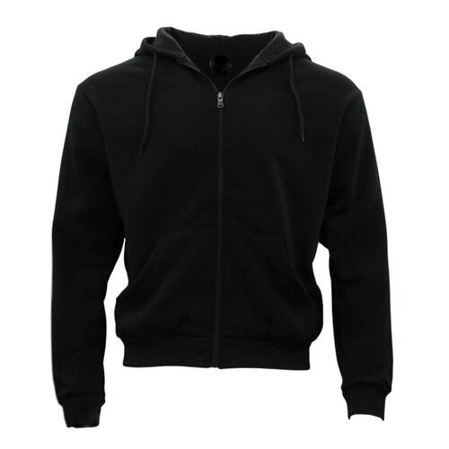 Adult Unisex Zip Up Hoodie w Fleece Hooded Jumper Plain - Black [Size: XS]