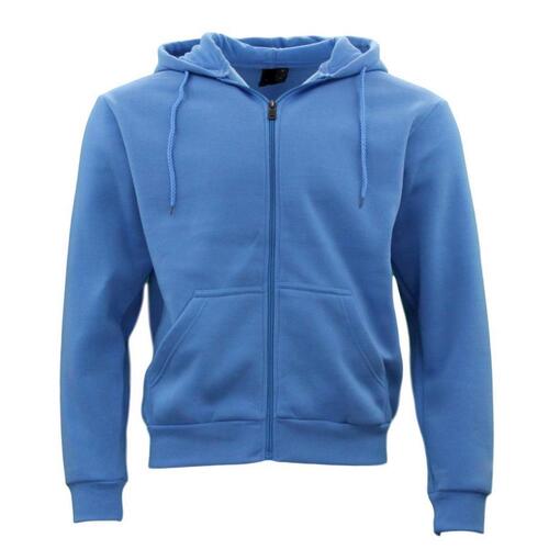 Adult Unisex Zip Up Hoodie w Fleece Hooded Jumper Plain - Blue [Size: XS]