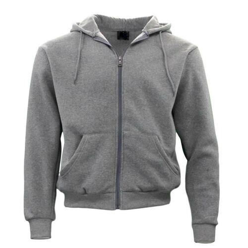 Adult Unisex Zip Up Hoodie w Fleece Hooded Jumper Plain - Grey [Size: XS]