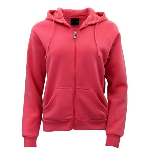 Adult Unisex Zip Up Hoodie w Fleece Hooded Jumper Plain - Pink [Size: M]