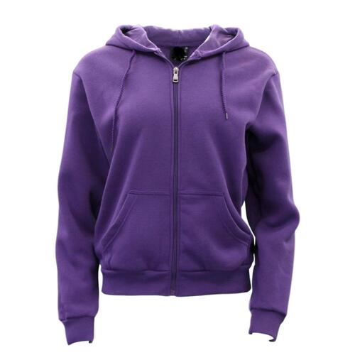 Adult Unisex Zip Up Hoodie w Fleece Hooded Jumper Plain - Purple [Size: XS]