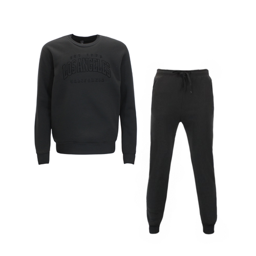 FIL Men's Fleece Tracksuit 2pc Set Loungewear - Los Angeles/Black [Size: S]