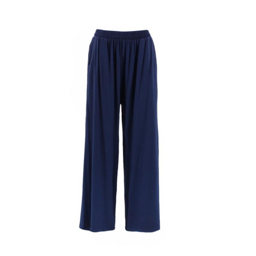 Women's Cotton Wide Leg Yoga Pants - Navy [Size: 8]