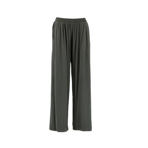 Women's Cotton Wide Leg Yoga Pants - Olive [Size: 8]