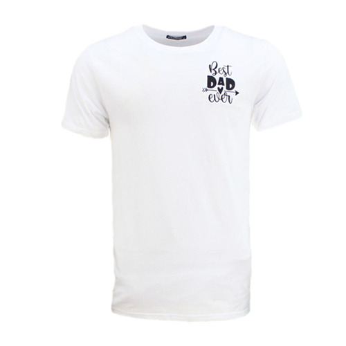 FIL Men's Crew Neck T-Shirt 100% Cotton - Best Dad Ever - White [Size: S]