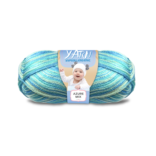 5x 100g Knitting Yarn 8 Ply Super Soft Acylic - #265 Azure (Multi)-Yatsal Baby