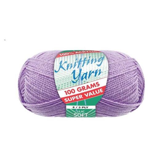 5x 100g Knitting Yarn 8 Ply Super Soft Acylic - #302 Lilac - Yatsal