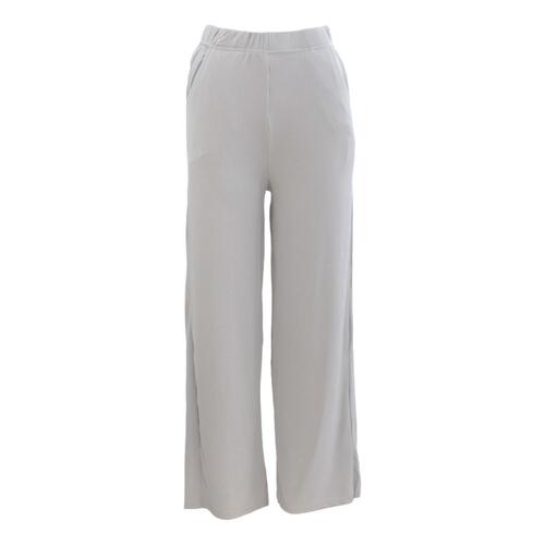 FIL Women's Pleated Palazzo Pants - Light Grey (Full length) [Size: 8]