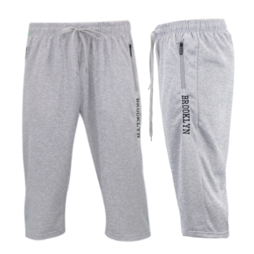FIL Men's 3/4 Shorts w Zip Pockets- Light Grey Marle [Size: S]