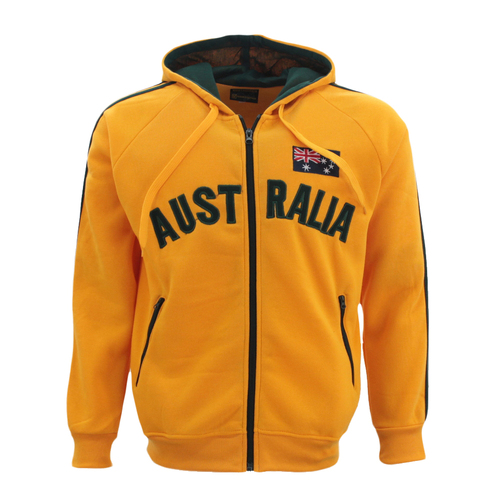 Adult Zip-up Hoodie Jacket Jumper Australian Australia Day Souvenir/Gold [Size: S]