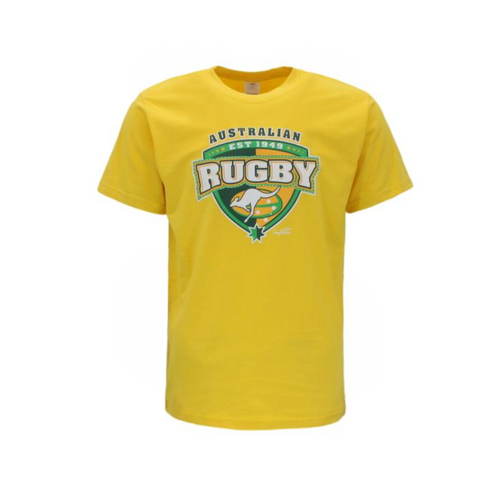 Adult T Shirt Australia Day Souvenir 100% Cotton - Rugby Union/Yellow [Size: XS]