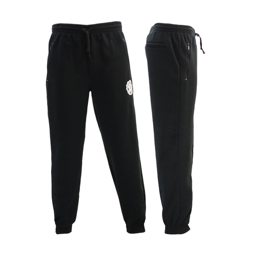 FIL Mens Skinny Jogger Fleeced Track Pants Zip Pockets NY - Black [Size: S]