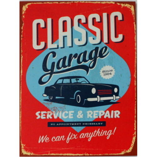 FIL Vintage Retro Canvas Print on Frame - Classic Garage