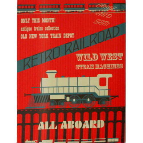 FIL Vintage Retro Canvas Print on Frame - Rail Road Train
