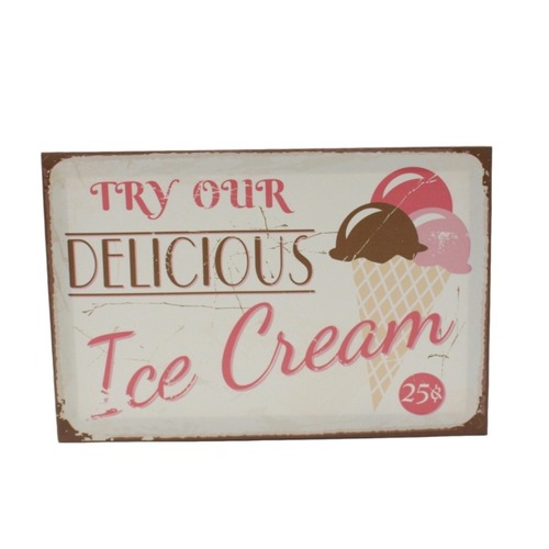 Vintage Retro Canvas Print w Frame Café 20x30cm - Try our delicious ice cream