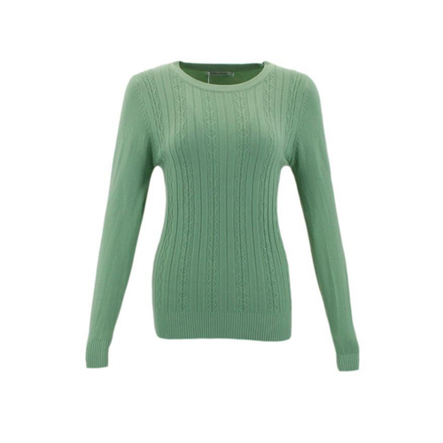 FIL Women's Knitted Crew Neck Sweater - Dusty Green [Size: 8]