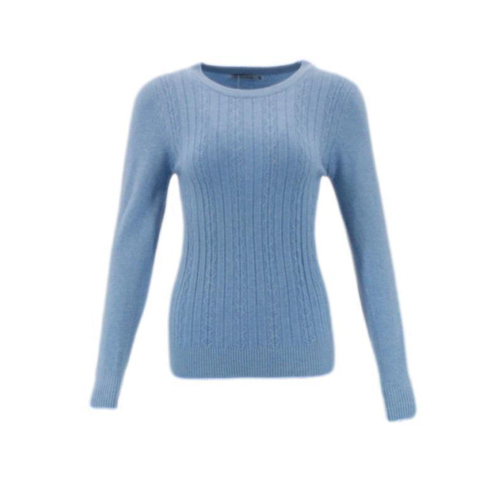 FIL Women's Knitted Crew Neck Sweater - Light Blue [Size: 8]