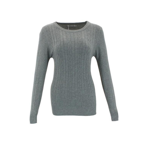 FIL Women's Knitted Crew Neck Sweater - Light Grey [Size: 8]