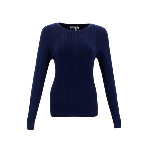 FIL Women's Knitted Crew Neck Sweater - Navy [Size: 8]