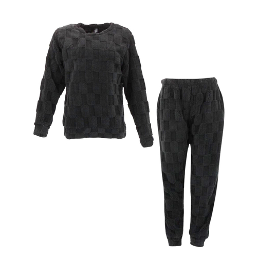 FIL Women's 2pc Set Loungewear Fleece Pajamas - Black [Size: 8]