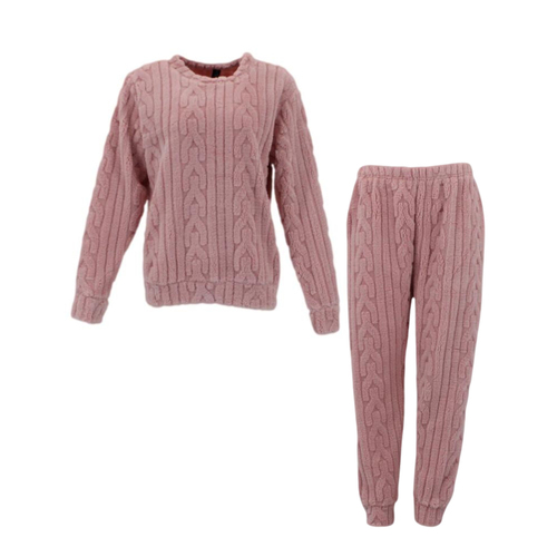 FIL Women's 2pc Set Loungewear Fleece Pajamas - Dusty Pink [Size: 8]