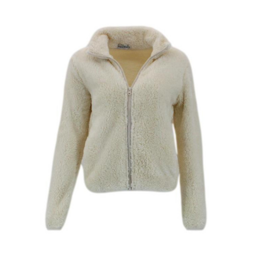 FIL Women's Sherpa Jacket Fleece Winter Warm Soft Teddy Coat - Cream [Size: 8]
