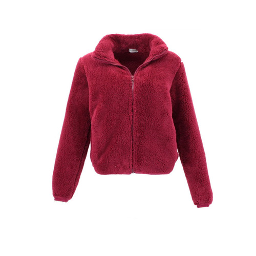 FIL Women's Sherpa Jacket Fleece Winter Warm Soft Teddy Casual Coat - Maroon [Size: 12]